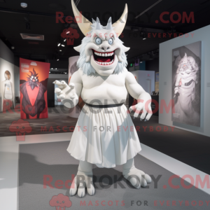 Hvit Demon maskot drakt...