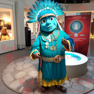 Turkis Chief maskot kostume...