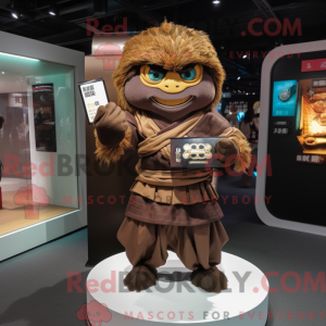 Brun Samurai maskot kostume...
