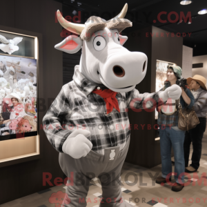 Sølv ko maskot kostume...