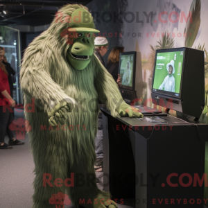 Grøn Sasquatch maskot...