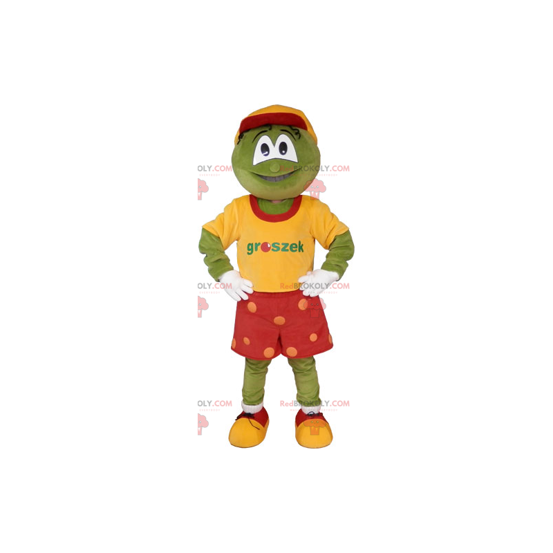 Mascota de la rana con pantalones cortos rojos - Redbrokoly.com