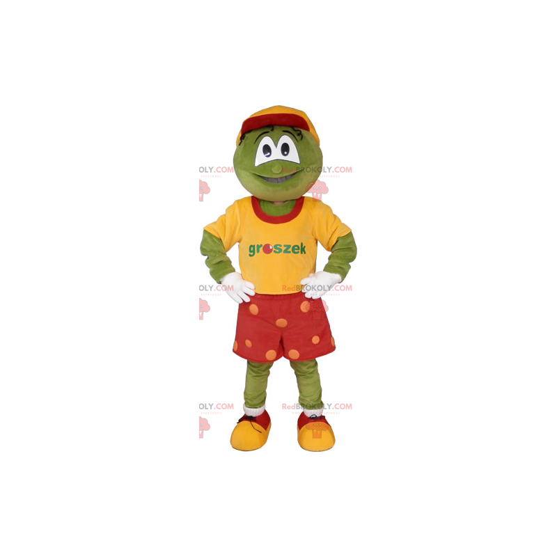 Mascotte de grenouille avec un short rouge - Redbrokoly.com