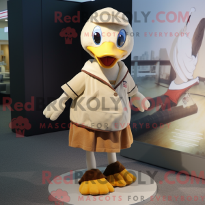 Beige Goose maskot kostume...