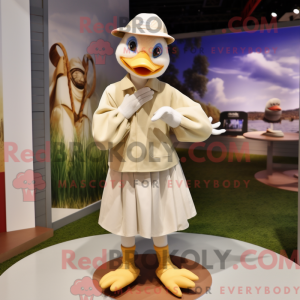 Beige Goose maskot kostume...
