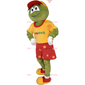 Mascota de la rana con pantalones cortos rojos - Redbrokoly.com