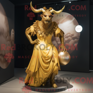 Gold Minotaur maskot drakt...