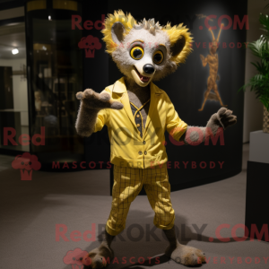 Gold Aye-Aye mascot costume...