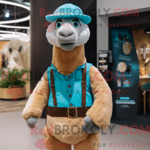 Cyan Camel maskot kostyme...