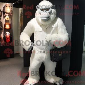 Hvid Gorilla maskot kostume...