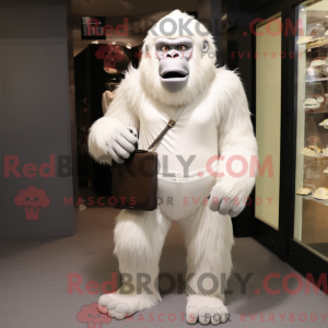 Hvid Gorilla maskot kostume...