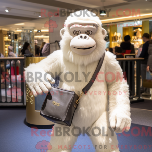 Hvid Gorilla maskot kostume...
