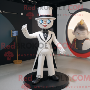 Fantasia de mascote White Ring Master com blazer e brincos - Mascotes mestres do ringue - REBROKO_289644 - RedBrokoly.com