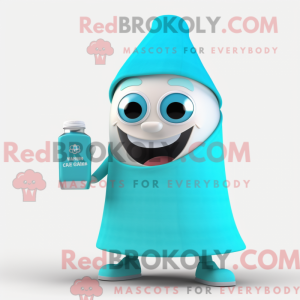 Teal Bottle Of Milk maskot...
