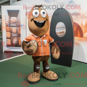 Brown Rugby Ball mascot...