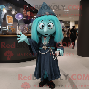 Teal Witch maskotdraktfigur...