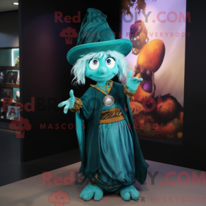 Blågrøn heks maskot kostume...