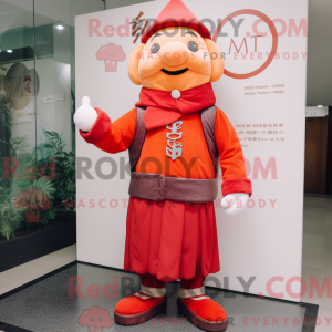 Rød mandarin maskot kostume...