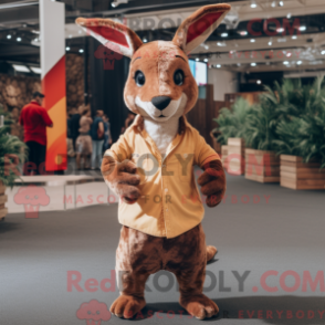 Fantasia de mascote de canguru ferrugem com macacão e cintos - Mascotes canguru - REBROKO_289850 - RedBrokoly.com