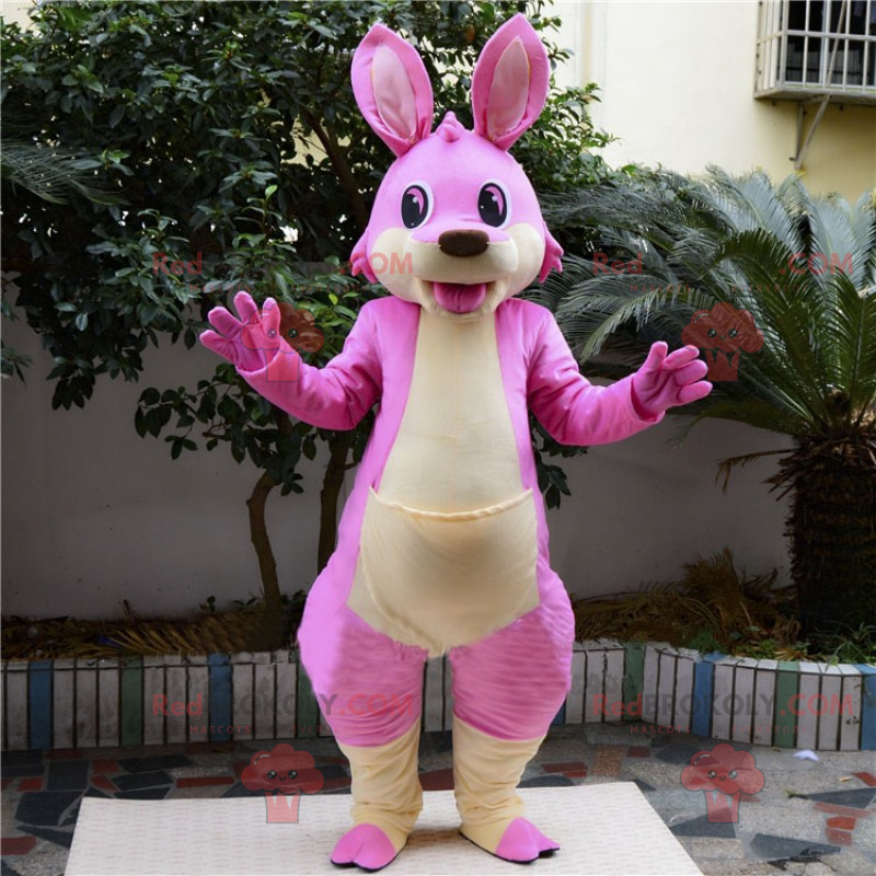 Mascotte de kangourou rose - Redbrokoly.com Mascotte de kangourou rose - Redbrokoly.com