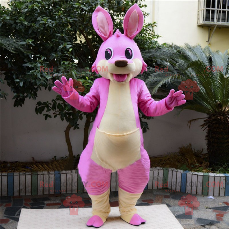 Pink kangaroo mascot - Redbrokoly.com