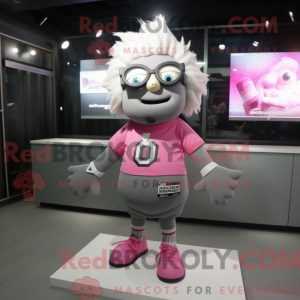 Grå rosa maskotdraktfigur...
