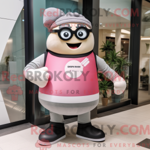 Grå rosa maskotdraktfigur...