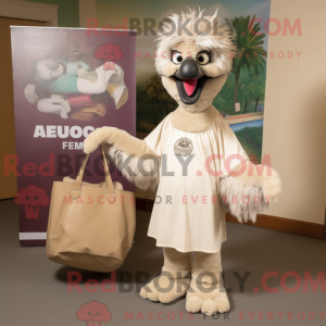Beige Emu-mascottekostuum...
