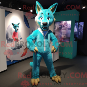 Turquoise Dingo mascot...