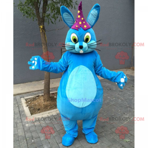 Blå kanin maskot med stjernehatt - Redbrokoly.com