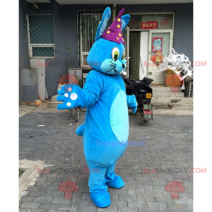 Mascota conejo azul con sombrero estrella - Redbrokoly.com