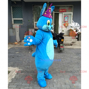 Blå kanin maskot med stjernehat - Redbrokoly.com