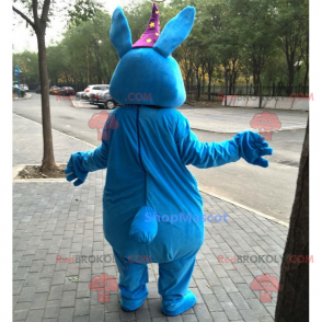 Blå kanin maskot med stjernehatt - Redbrokoly.com