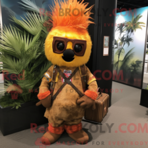 Rust Pineapple Maskottchen Kostüm Charakter bekleidet mit einer Cargohose und Stirnbändern - Ananas-Maskottchen - RedBrokoly.com