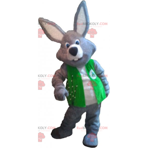 Mascota conejo gris con su chaqueta - Redbrokoly.com