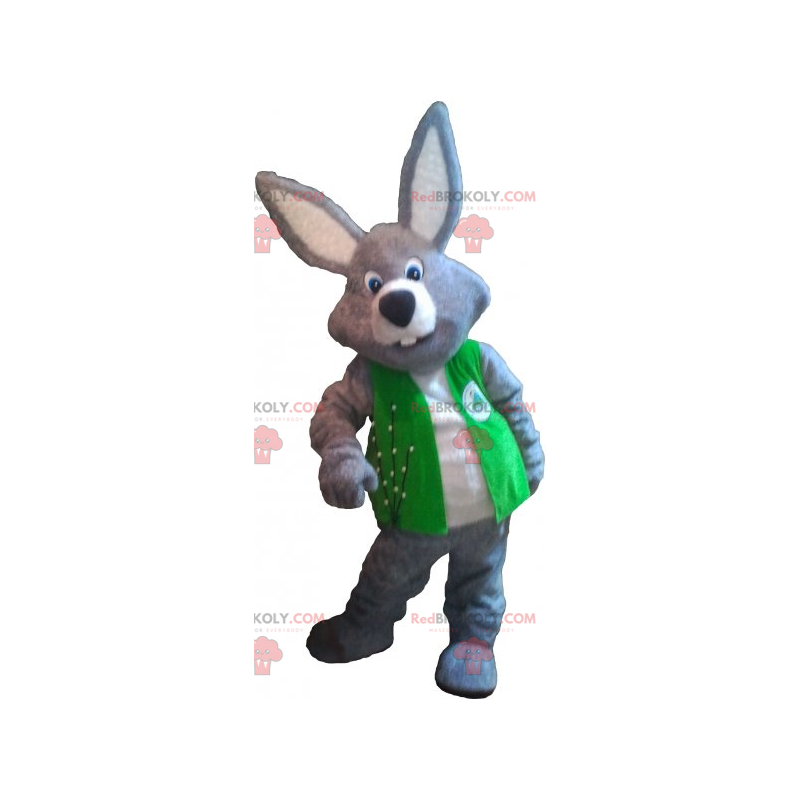 Šedý králík maskot s bundou - Redbrokoly.com Šedý králík maskot s bundou - Redbrokoly.com