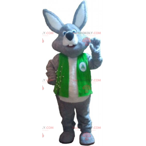 Mascotte de lapin gris avec son veston - Redbrokoly.com