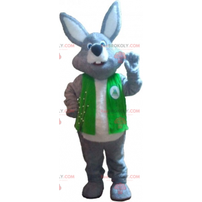 Gray rabbit mascot with his jacket - Redbrokoly.com