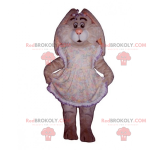 Mascotte de lapin rose avec robe et nœuds - Redbrokoly.com