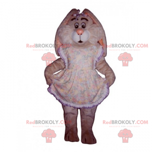 Roze konijn mascotte met jurk en knopen - Redbrokoly.com