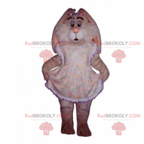 Pink rabbit mascot with dress and knots - Redbrokoly.com