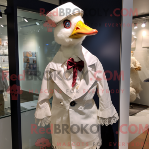 Hvid Muscovy Duck maskot...