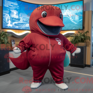 Maroon Whale maskot kostume...
