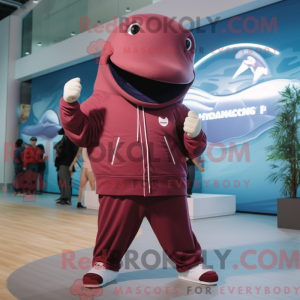 Maroon Whale maskot kostume...