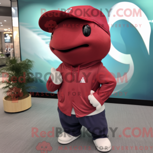 Maroon Whale maskot kostume...