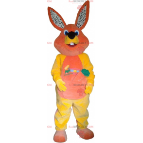 Orange and yellow rabbit mascot with a carrot - Redbrokoly.com