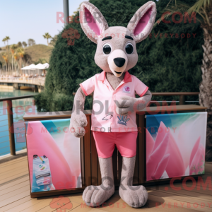 Pink kænguru maskot kostume...