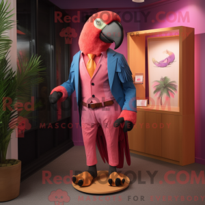 Pink Macaw mascot costume...