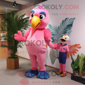 Fantasia de mascote arara rosa com macacão e gravatas - Mascotes rosa - REBROKO_290362 - RedBrokoly.com