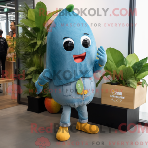 Cyan Mango mascot costume...